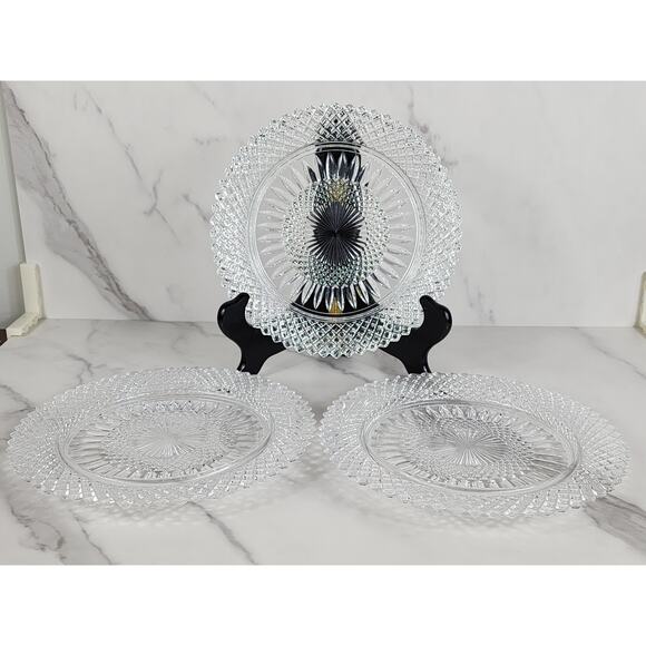 Fostoria Stratton Avon Salad Plates 8" Heavy America Lead Crystal Diamond Shaped - Picture 11 of 15